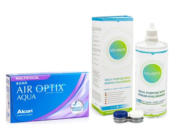 Air Optix Aqua Multifocal (6 linser) + Solunate Multi-Purpose 400 ml med linsetui