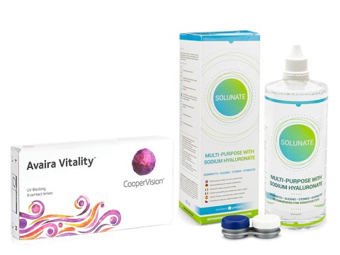 Avaira Vitality (6 linser) + Solunate Multi-Purpose 400 ml med linsetui