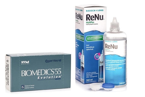 Biomedics 55 Evolution CooperVision (6 linser) + ReNu MultiPlus 360 ml med linsetui