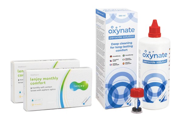 Lenjoy Monthly Comfort (6 linser) + Oxynate Peroxide 380 ml med linsetui