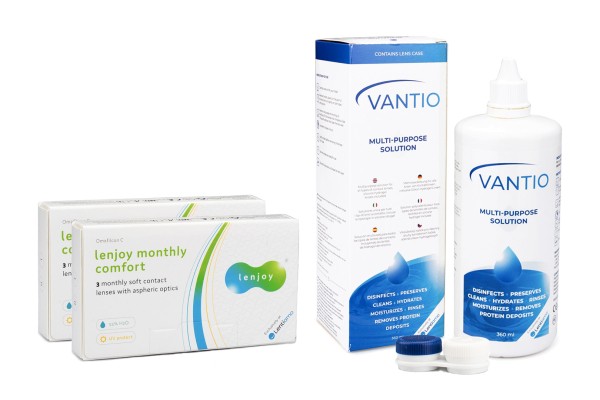 Lenjoy Monthly Comfort (6 linser) + Vantio Multi-Purpose 360 ml med linsetui