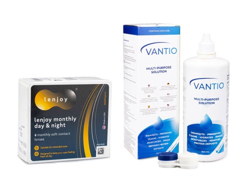 Lenjoy Monthly Day & Night (6 linser) + Vantio Multi-Purpose 360 ml med linsetui